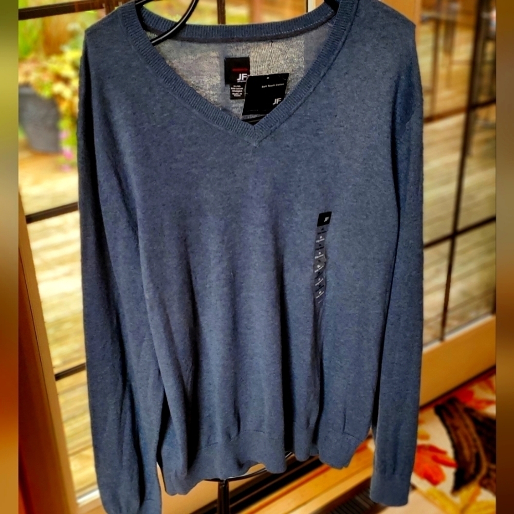 JF J. Ferrar Soft Touch Cotton V-neck Long Slv Pullover Sz. XL‎ Sweater